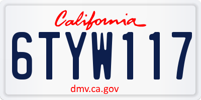 CA license plate 6TYW117