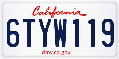 CA license plate 6TYW119