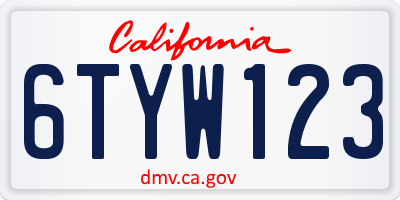 CA license plate 6TYW123