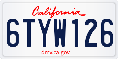 CA license plate 6TYW126