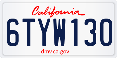 CA license plate 6TYW130