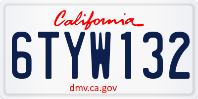 CA license plate 6TYW132