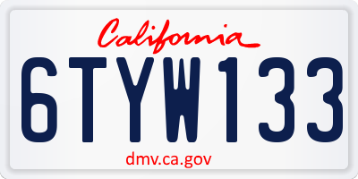 CA license plate 6TYW133
