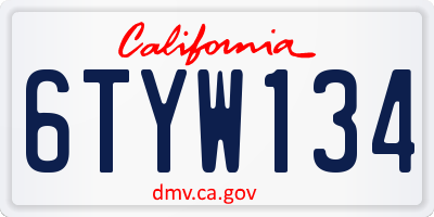 CA license plate 6TYW134