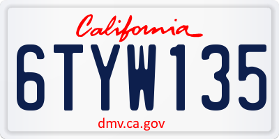 CA license plate 6TYW135