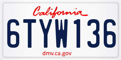 CA license plate 6TYW136