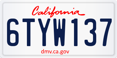 CA license plate 6TYW137