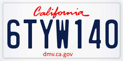 CA license plate 6TYW140