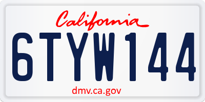 CA license plate 6TYW144