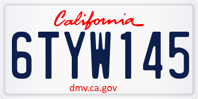 CA license plate 6TYW145