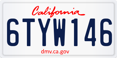 CA license plate 6TYW146