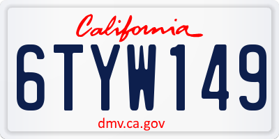 CA license plate 6TYW149