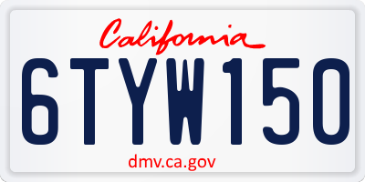 CA license plate 6TYW150