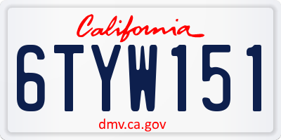 CA license plate 6TYW151