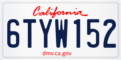 CA license plate 6TYW152