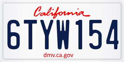 CA license plate 6TYW154
