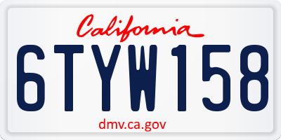 CA license plate 6TYW158