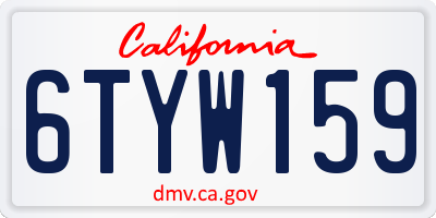 CA license plate 6TYW159