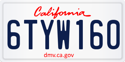 CA license plate 6TYW160