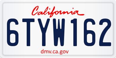 CA license plate 6TYW162