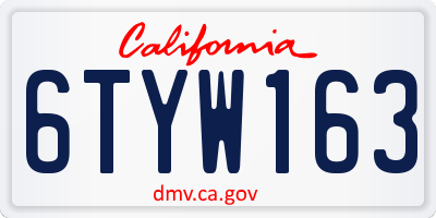 CA license plate 6TYW163