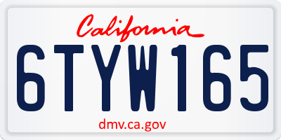 CA license plate 6TYW165