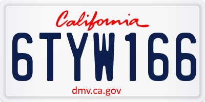 CA license plate 6TYW166