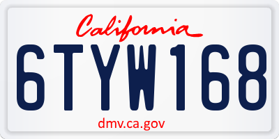 CA license plate 6TYW168