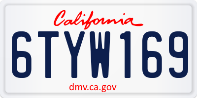 CA license plate 6TYW169