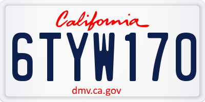 CA license plate 6TYW170