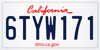 CA license plate 6TYW171