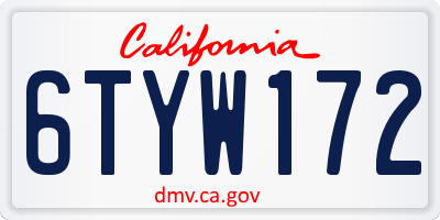 CA license plate 6TYW172
