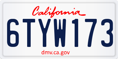 CA license plate 6TYW173