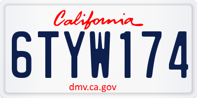 CA license plate 6TYW174