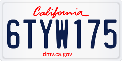 CA license plate 6TYW175