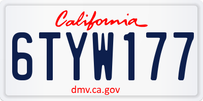 CA license plate 6TYW177