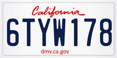 CA license plate 6TYW178