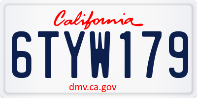 CA license plate 6TYW179
