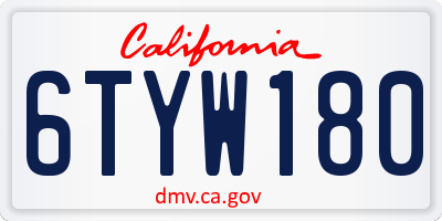 CA license plate 6TYW180