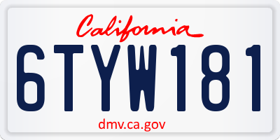 CA license plate 6TYW181