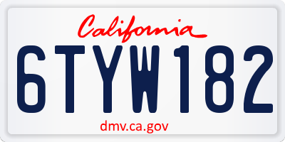 CA license plate 6TYW182