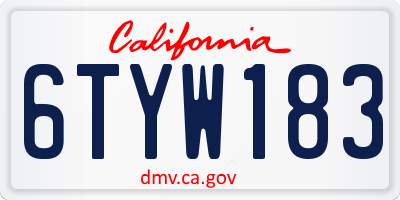 CA license plate 6TYW183
