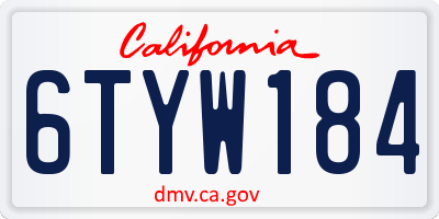 CA license plate 6TYW184