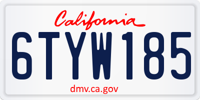 CA license plate 6TYW185