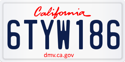 CA license plate 6TYW186