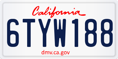 CA license plate 6TYW188