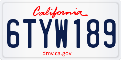 CA license plate 6TYW189