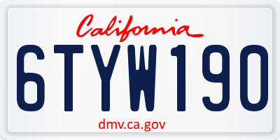 CA license plate 6TYW190