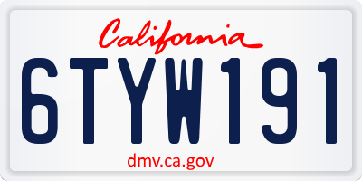 CA license plate 6TYW191