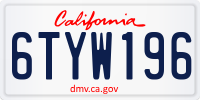 CA license plate 6TYW196